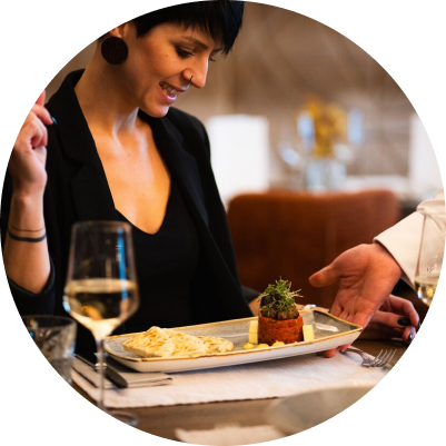 Female person in the restaurant